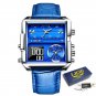 All blue L_Top Brand Luxury Fashion Men Watches Gold Steel Sports Square Digital Analog Big Quartz W