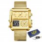 All yellow M_Top Brand Luxury Fashion Men Watches Gold Steel Sports Square Digital Analog Big Quartz