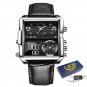 Silver black L_Top Brand Luxury Fashion Men Watches Gold Steel Sports Square Digital Analog Big Quar