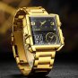 Silver blue_Top Brand Luxury Fashion Men Watches Gold Steel Sports Square Digital Analog Big Quartz