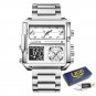 Silver white S_Top Brand Luxury Fashion Men Watches Gold Steel Sports Square Digital Analog Big Quar