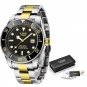 Gold black_2022  Fashion Mens Watches Top Brand Luxury Quartz Watch For Men Stainless Steel Waterpro
