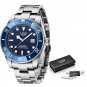 Silver blue_2022  Fashion Mens Watches Top Brand Luxury Quartz Watch For Men Stainless Steel Waterpr