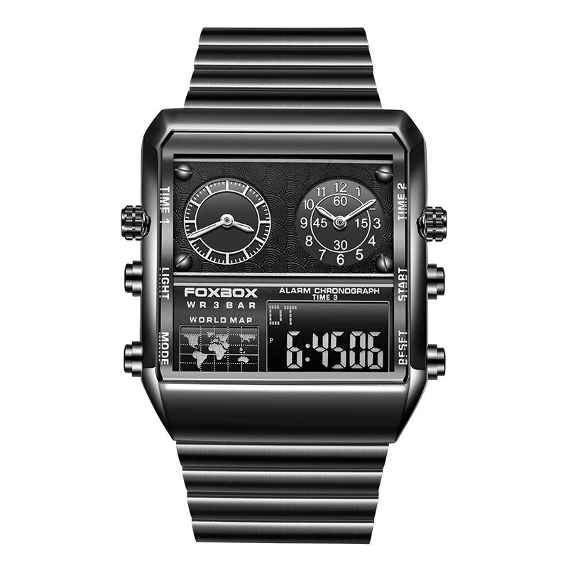 Black_FOX Watches For Men Luxury Brand Sport Quartz Wristwatch Waterproof Military Digital Clock Men