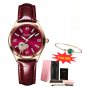 gold red_2021  Brand SUNKTA Women Watches Fashion leather Ladies Quartz Watch TOP Brand Luxury Dial 