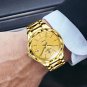 Gold white_Mens Automatic Mechanical Watches Luxury Brand Business Tungsten Steel Waterproof WristWa