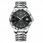 Silver black_Mens Automatic Mechanical Watches Luxury Brand Business Tungsten Steel Waterproof Wrist