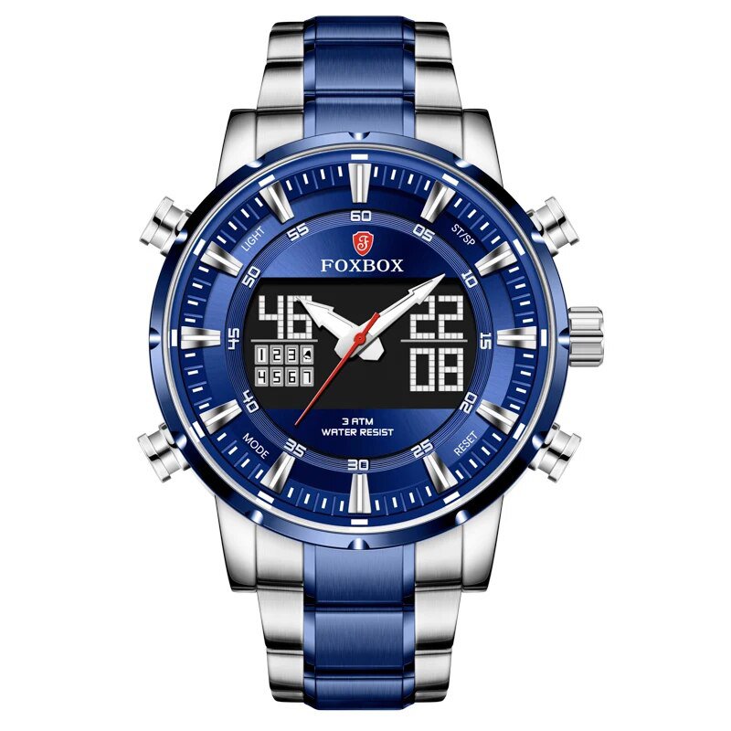 Full Blue_Watches For Men Luxury Brand Sport Quartz Wristwatch Waterproof Military Digital Clock Ste