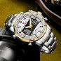 Gold Blue_Watches For Men Luxury Brand Sport Quartz Wristwatch Waterproof Military Digital Clock Ste