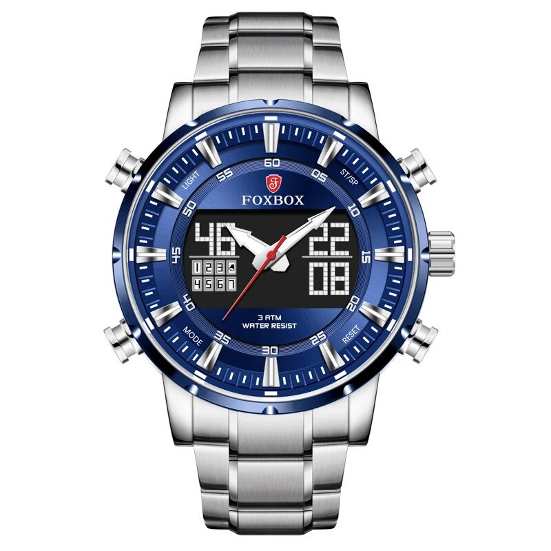 Silver Blue_Watches For Men Luxury Brand Sport Quartz Wristwatch Waterproof Military Digital Clock S