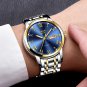 gold black steel_Luxury Brand Men Stainless Steel Gold Watch Men's Quartz Clock Man Sports Waterproo