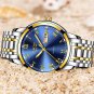 gold blue leather_Luxury Brand Men Stainless Steel Gold Watch Men's Quartz Clock Man Sports Waterpro