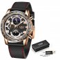 Gold black_2021  Official Store  Waterproof Silicones Strap Quartz Mens Watches For Men Top Brand Lu
