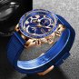 Gold blue_2021 Official Store Waterproof Silicones Strap Quartz Mens Watches For Men Top Brand Lux