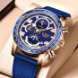 Gold blue_2021 Official Store Waterproof Silicones Strap Quartz Mens Watches For Men Top Brand Lux