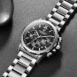 Silver blue_2023   Wrist Watch Men Waterproof Chronograph Military Army Stainless Steel Male Clock T