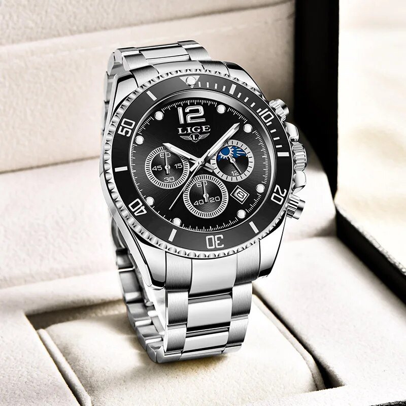 Silver black_2023  Top Brand Luxury Fashion Diver Men Watch Waterproof Date Clocks Sport Watches Men