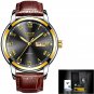 gold black leather_Top Luxury Brand Men Sports Watch Male Casual Full steel Date Wristwatches Men's 