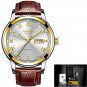 gold white leather_Top Luxury Brand Men Sports Watch Male Casual Full steel Date Wristwatches Men's 