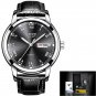 silver black leather_Top Luxury Brand Men Sports Watch Male Casual Full steel Date Wristwatches Men'