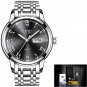 silver black steel_Top Luxury Brand Men Sports Watch Male Casual Full steel Date Wristwatches Men's 