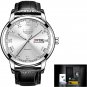 silver white leather_Top Luxury Brand Men Sports Watch Male Casual Full steel Date Wristwatches Men'
