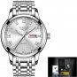 silver white steel_Top Luxury Brand Men Sports Watch Male Casual Full steel Date Wristwatches Men's 