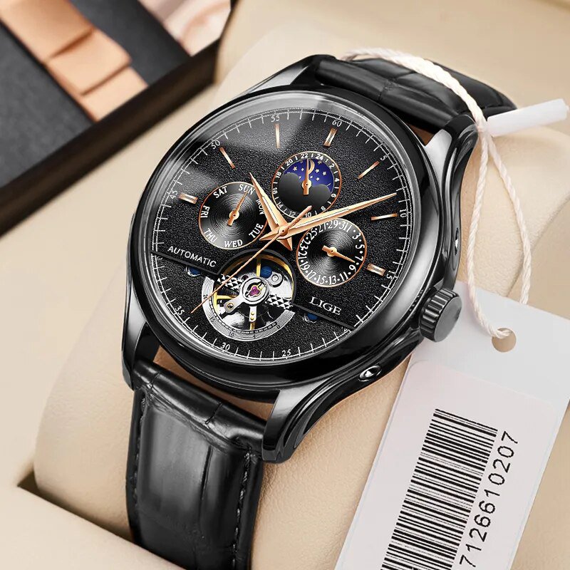 Silver_6826 Plus Brand Classic Men Retro Watches Automatic Mechanical Watch Tourbillon Clock Genuine