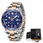 Rose gold blue_2022   Business Mens Watches Top Brand Luxury Dive Watch For Men Waterproof Date Cloc