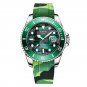 Green_2022   Silicone Mens Watches Stainless Steel Waterproof Quartz Watch For Men Sport Dive Chrono