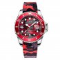 Red_2022   Silicone Mens Watches Stainless Steel Waterproof Quartz Watch For Men Sport Dive Chronogr