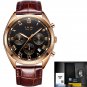 Gold black leather_2023  Watches Men Brand Luxury Watch For Men Waterproof Chronograph Quartz Clock 