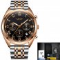Gold black steel_2023  Watches Men Brand Luxury Watch For Men Waterproof Chronograph Quartz Clock Fa