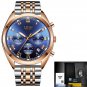Gold blue steel_2023  Watches Men Brand Luxury Watch For Men Waterproof Chronograph Quartz Clock Fas