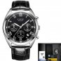 Silver black leather_2023  Watches Men Brand Luxury Watch For Men Waterproof Chronograph Quartz Cloc