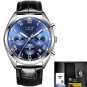 Silver blue leather_2023  Watches Men Brand Luxury Watch For Men Waterproof Chronograph Quartz Clock