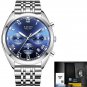 Silver blue steel_2023  Watches Men Brand Luxury Watch For Men Waterproof Chronograph Quartz Clock F