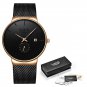 Black gold_Fashion Watches Casual Waterproof Quartz Clock Mens Watches Top Brand Luxury Ultra-Thin D