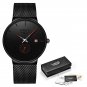 Black red_Fashion Watches Casual Waterproof Quartz Clock Mens Watches Top Brand Luxury Ultra-Thin Da