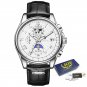 Silver white_Watches Mens 2022  Top Brand Luxury Casual Leather Quartz Men's Watch Business Clock Ma