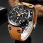 Rose gold black_Mens Watches Top Brand Luxury Chronograph Men Watch Leather Luxury Waterproof Sport 