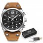 Silver black_Mens Watches Top Brand Luxury Chronograph Men Watch Leather Luxury Waterproof Sport Wat