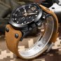 Silver black_Mens Watches Top Brand Luxury Chronograph Men Watch Leather Luxury Waterproof Sport Wat