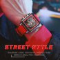 Silver black_2022   Men Watches Top Brand Luxury Hollow Square Sport Watch For Men Fashion Silicone 