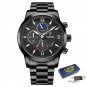 All  black_Top Brand Luxury Multifunction Mens Watches Casual Silver Quartz Watch Men Sport Waterpro