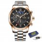 Brown_Top Brand Luxury Multifunction Mens Watches Casual Silver Quartz Watch Men Sport Waterproof Cl