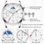 Gold black_Top Brand Luxury Multifunction Mens Watches Casual Silver Quartz Watch Men Sport Waterpro