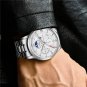 Gold white_Top Brand Luxury Multifunction Mens Watches Casual Silver Quartz Watch Men Sport Waterpro