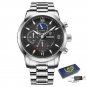 grey_Top Brand Luxury Multifunction Mens Watches Casual Silver Quartz Watch Men Sport Waterproof Clo