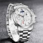 grey_Top Brand Luxury Multifunction Mens Watches Casual Silver Quartz Watch Men Sport Waterproof Clo